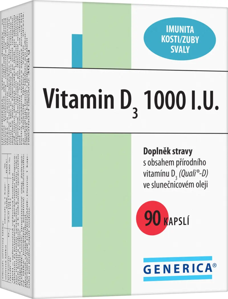 Vitamin D3 1000 I.U., 90 kapslí