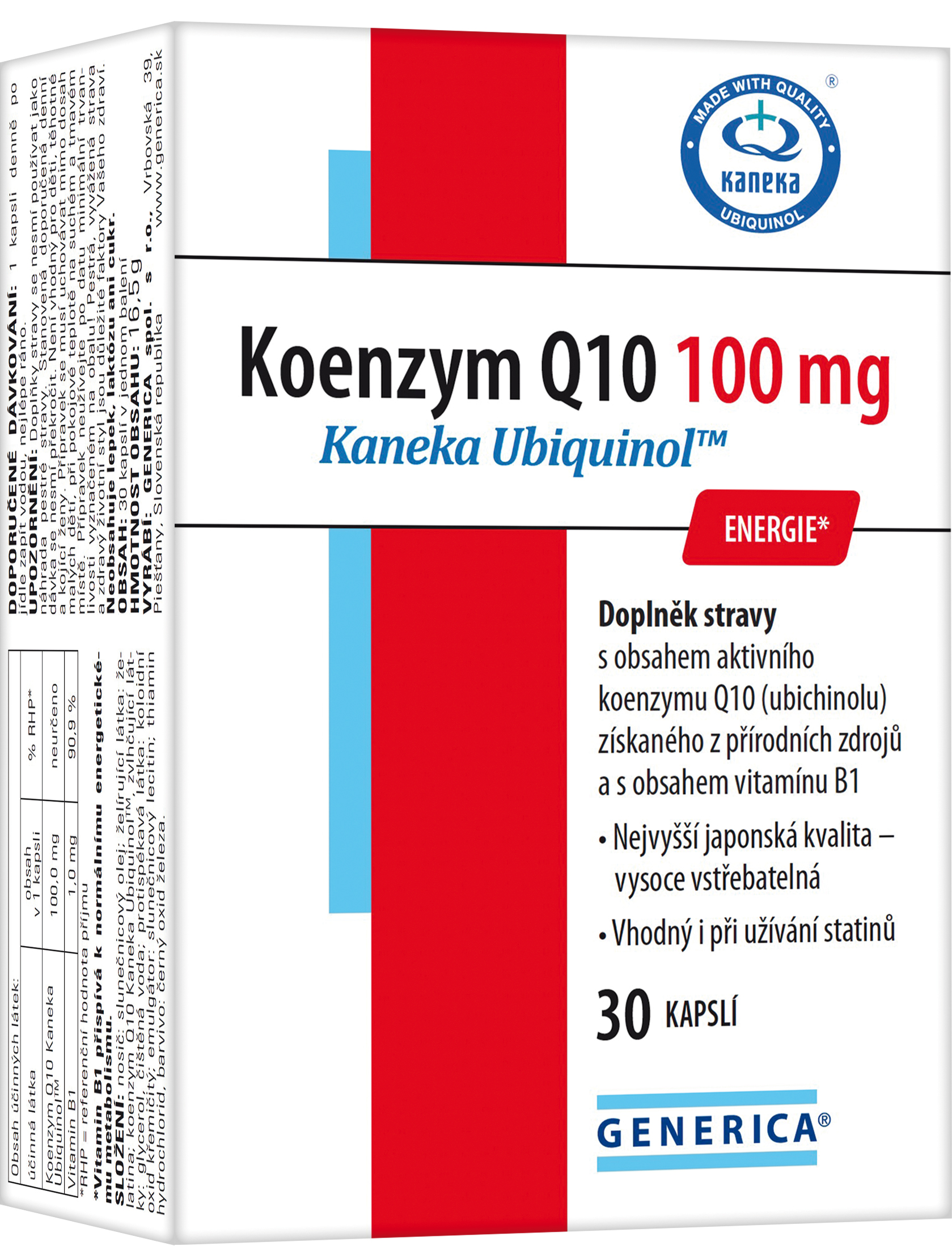 Koenzym Q10 100 mg Kaneka Ubiquinol